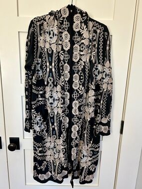 Johnny Was Biya Duster Soft Coat Cardigan Black